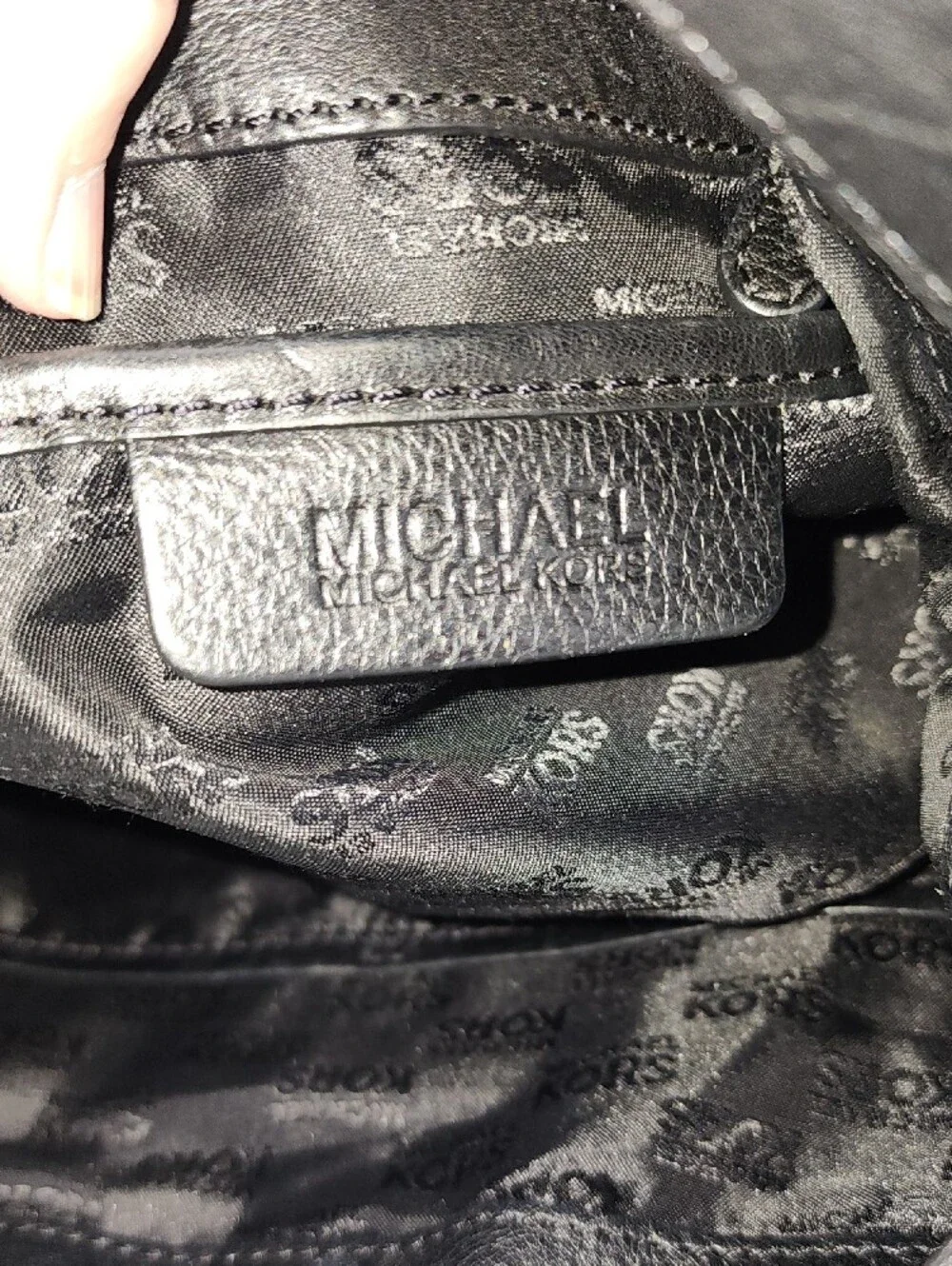 Michael Kors Uptown Astir Tortuga Black Leather Studded Chain-Accent Hobo